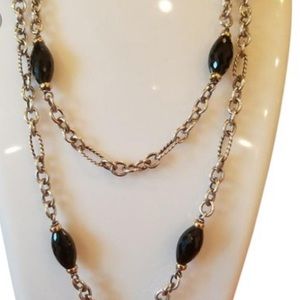 David Yurman silver 18kt gold onyx necklace